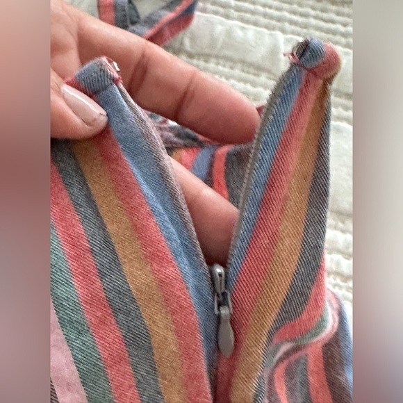 Madewell Tie Front Cami Top in Rainbow Stripe Size 4 - Picture 9 of 12